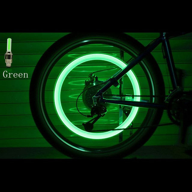 2Pcs Vélo Vélo Roue de Voiture Pneu Valve Cap Led Neon Lampe Flash